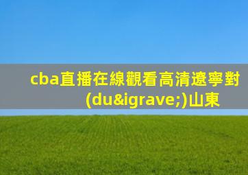 cba直播在線觀看高清遼寧對(duì)山東